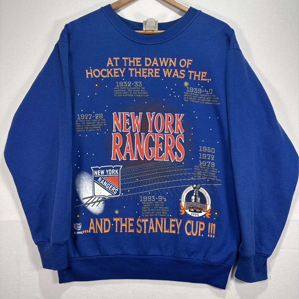 VTG‎ 1994 Team Rated New York Rangers Stanley Cup Mens M Blue Sweatshirt NHL 90s